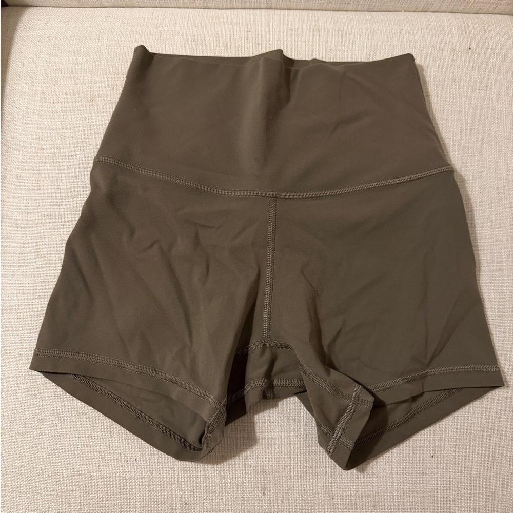 Lululemon Align High Rise 4” Short. Size 4. Color: Nomad (Olive Green)